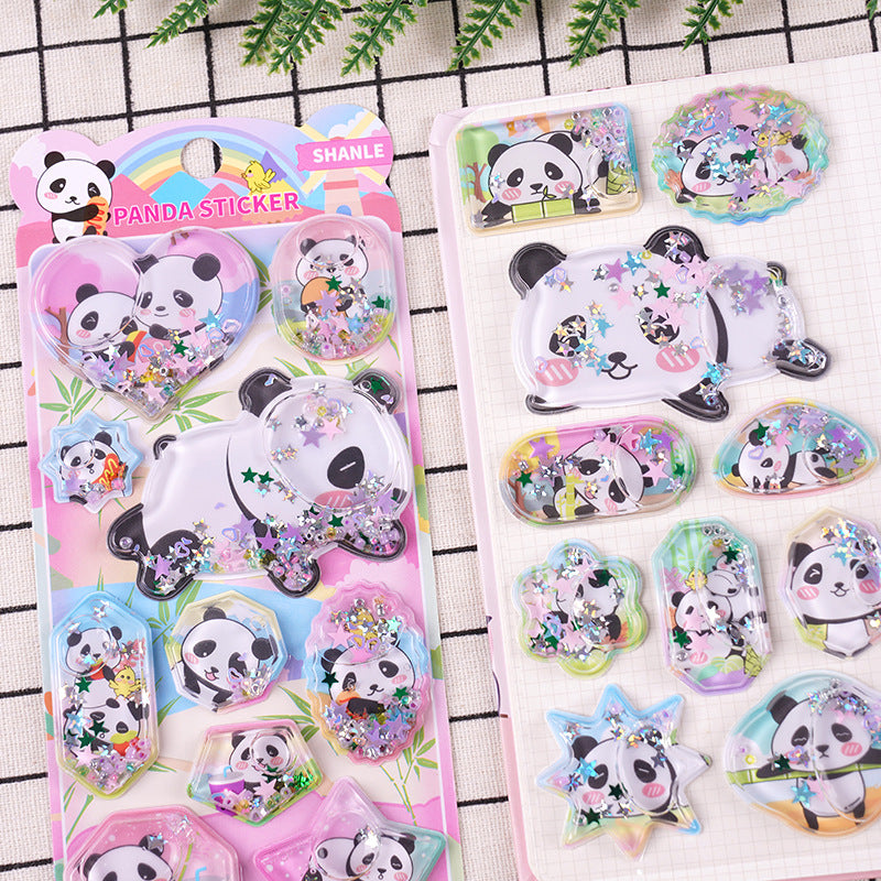 ウォーターシール ぷくぷくシール 可愛い 立体 3D パンダ柄 手帳用装飾 DIY クリエイティブ ファッション 個性的 かわいい