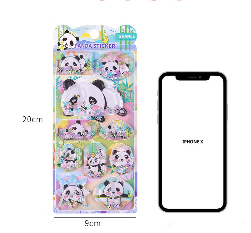ウォーターシール ぷくぷくシール 可愛い 立体 3D パンダ柄 手帳用装飾 DIY クリエイティブ ファッション 個性的 かわいい
